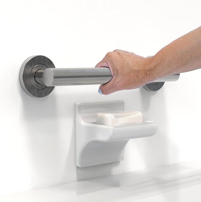 AquaChase ADA Compliant Grab Bar, 500lbs Weight Support for Bath Safety (12 inch, Brushed Nickel) - Image 3